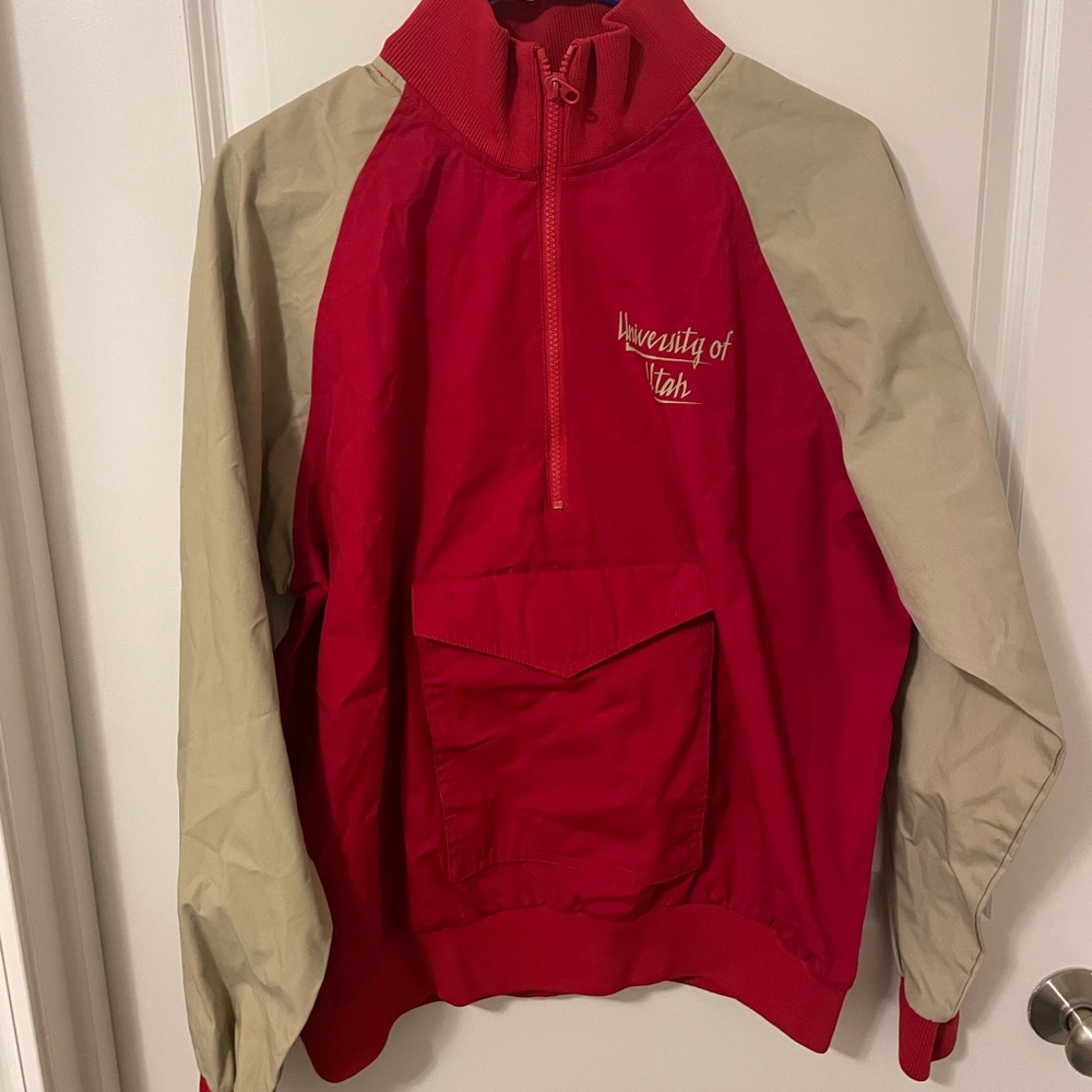 Red and Tan University of Utah Windbreaker